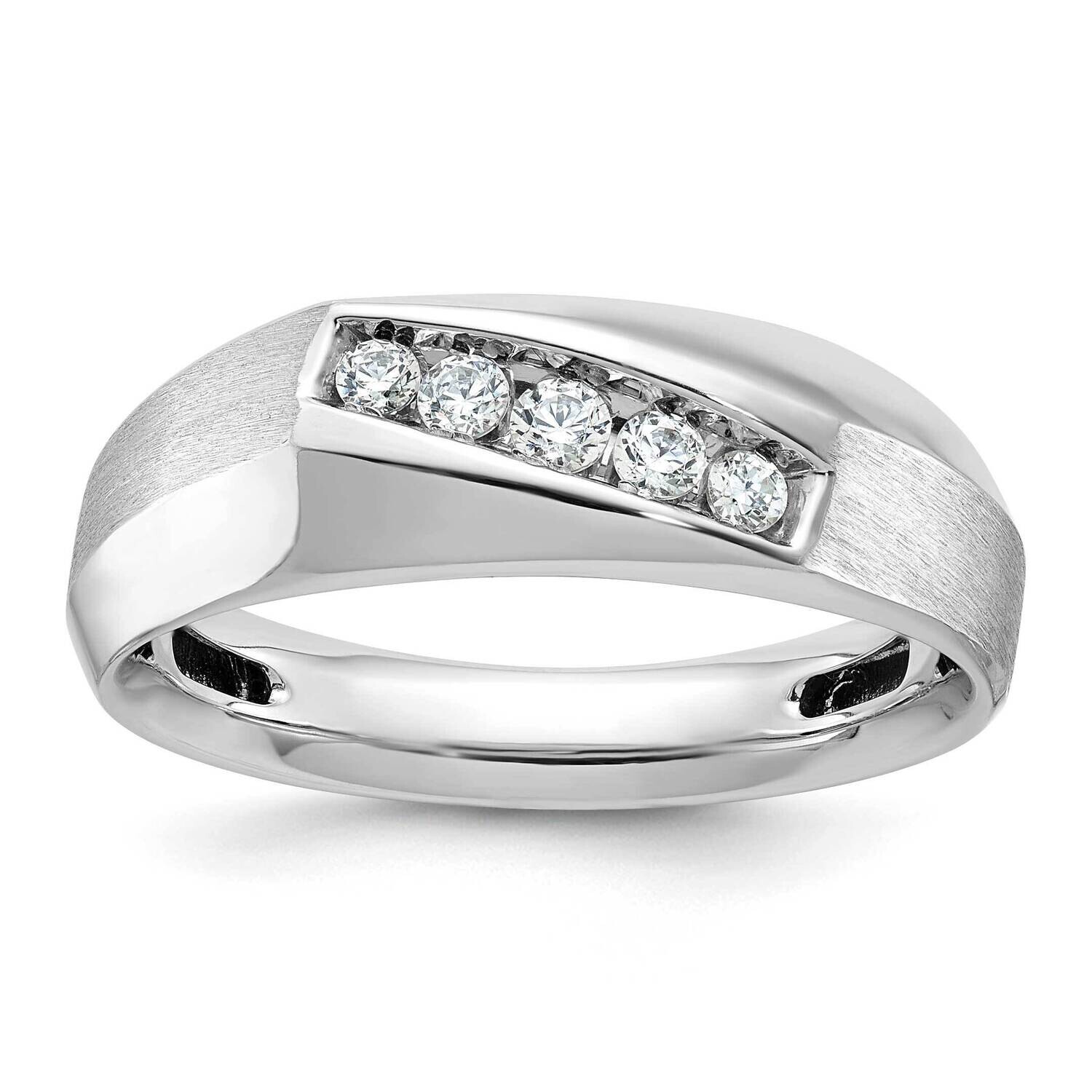 Ibgoodman Men&#39;s Polished &amp; Satin 5-Stone Ring Mounting 14k White Gold B63119-4W by IBGoodman, MPN: …