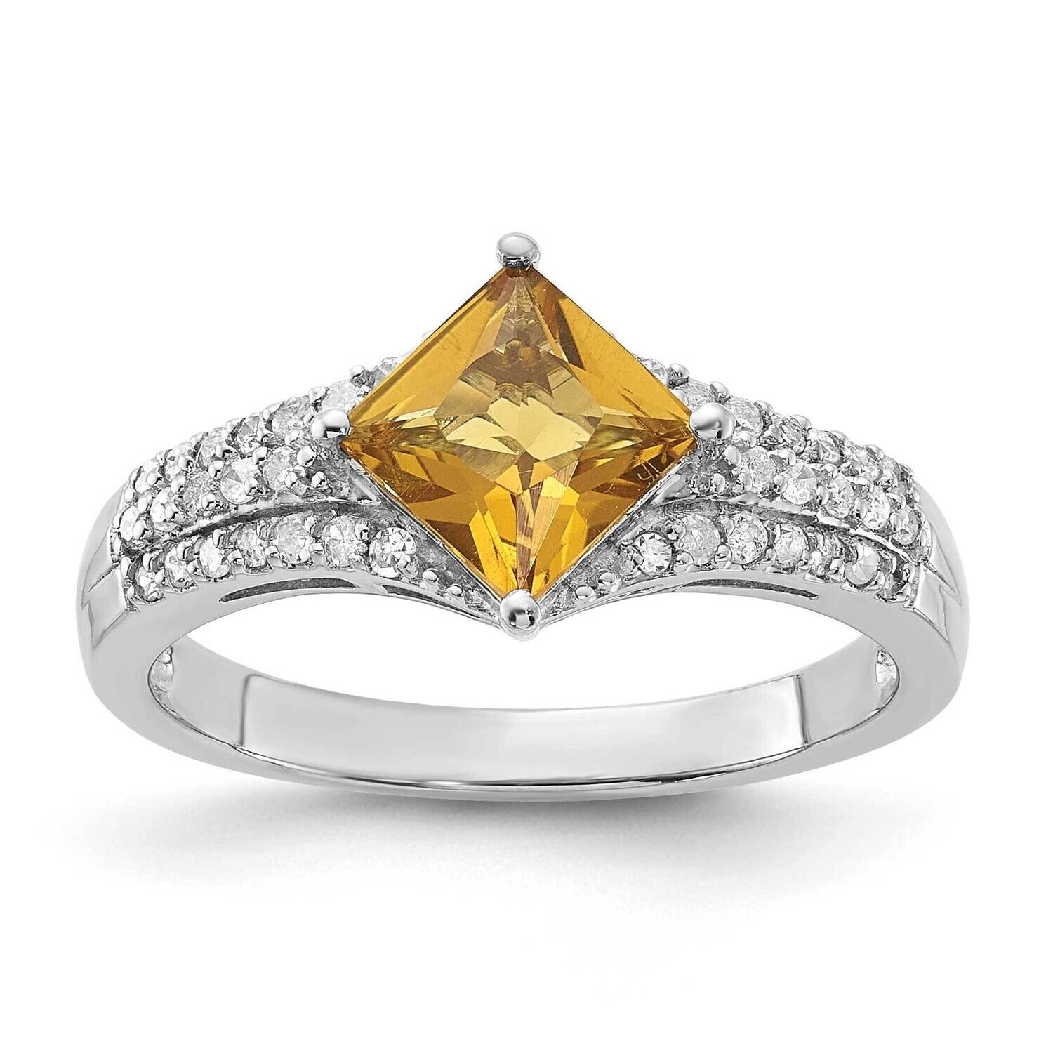 Diamond &amp; Whiskey Quartz Ring Sterling Silver QR3066WQ, MPN: QR3066WQ,
