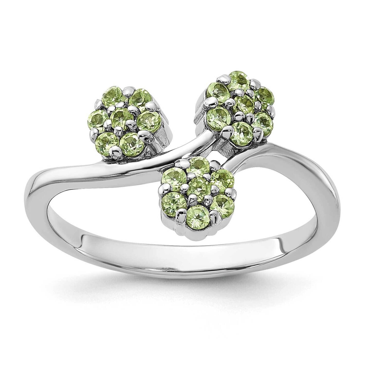 Peridot Flowers Ring Sterling Silver Rhodium-Plated QR7441PE, MPN: QR7441PE,