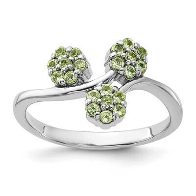 Peridot Flowers Ring Sterling Silver Rhodium-Plated QR7441PE, MPN: QR7441PE,