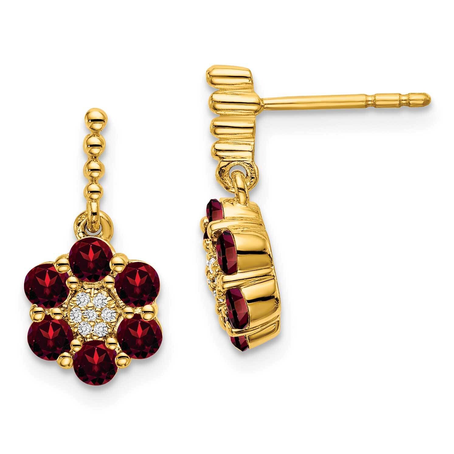 Garnet Diamond Earrings 14k Gold EM7191-GA-004-YA, MPN: EM7191-GA-004-YA, 191101842023