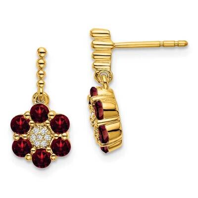 Garnet Diamond Earrings 14k Gold EM7191-GA-004-YA, MPN: EM7191-GA-004-YA, 191101842023