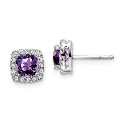 Cushion Amethyst Diamond Halo Earrings 14k White Gold EM7084-AM-019-WA, MPN: EM7084-AM-019-WA, 1911…