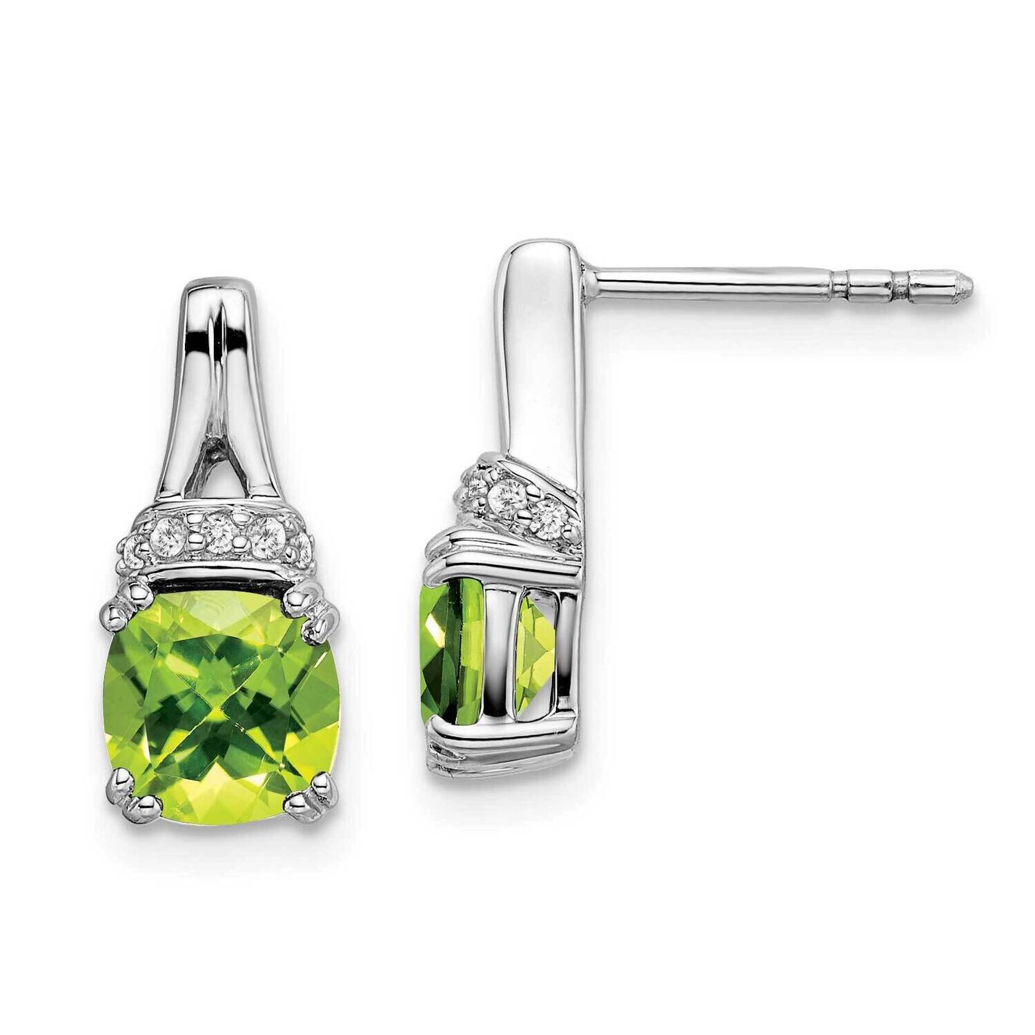 Peridot Diamond Earrings 14k White Gold EM7074-PE-007-WA, MPN: EM7074-PE-007-WA, 191101839405