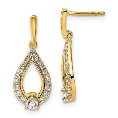Diamond Post Dangle Earrings 14k Gold EM9939-050-YA, MPN: EM9939-050-YA,