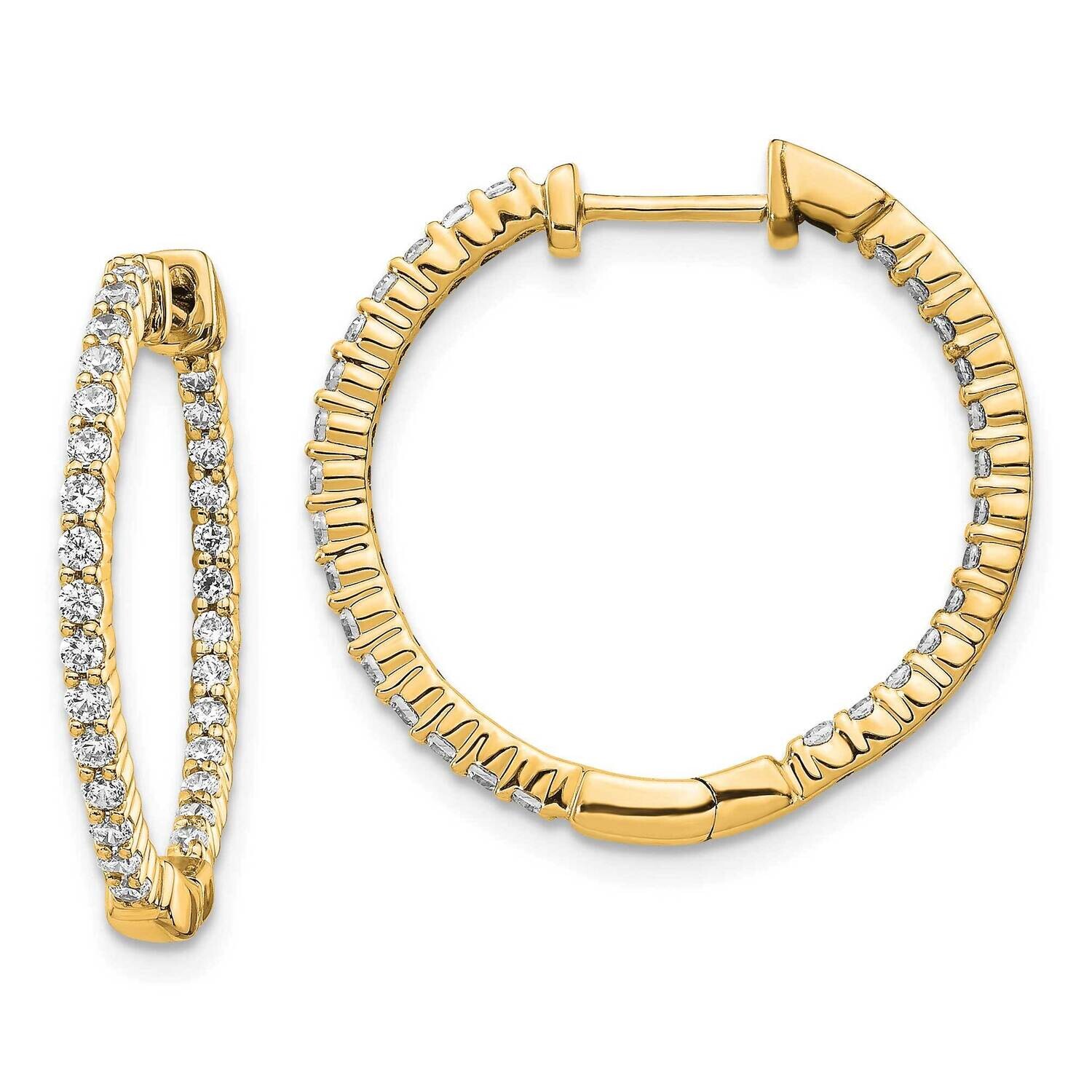 Polished Diamond In Out Hinged Hoop Earrings 10k Gold EM5431-062-1YA, MPN: EM5431-062-1YA,