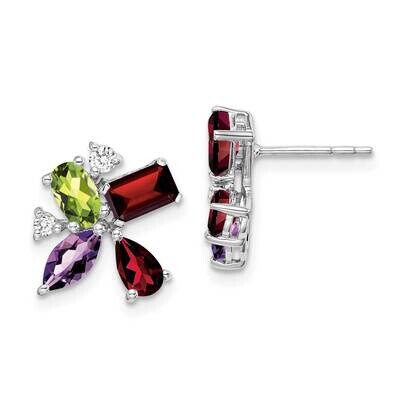 Amethyst Peridot Garnet Diamond Earrings 14k White Gold EM7129-AM_PE-011-WA, MPN: EM7129-AM_PE-011-…