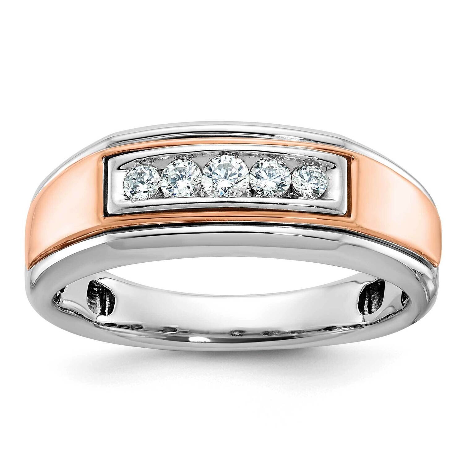 Ibgoodman Rose Gold Men&#39;s Polished 5-Stone Ring Mounting 10k White Gold B64036-0WR by IBGoodman, MP…