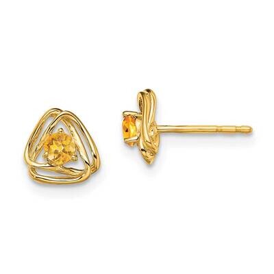 Citrine Post Earrings 14k Gold EM7395-CI-Y, MPN: EM7395-CI-Y, 191101401688