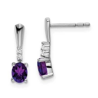 Oval Amethyst Diamond Dangle Earrings 14k White Gold EM7407-AM-004-WA, MPN: EM7407-AM-004-WA, 19110…