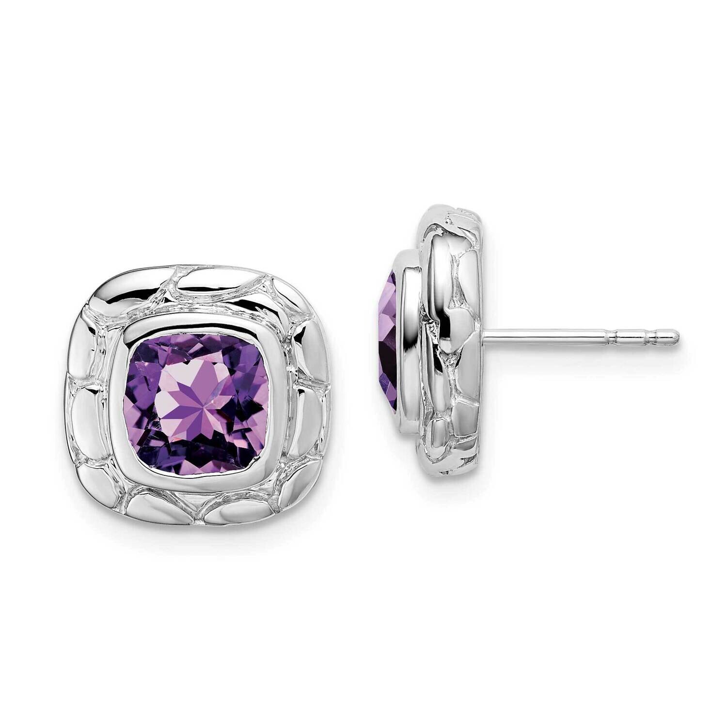 Amethyst Earrings Sterling Silver Rhodium-Plated EM7077-AM-SS, MPN: EM7077-AM-SS, 191101844768