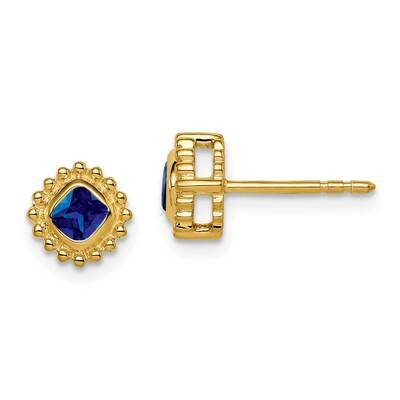 Cushion Sapphire Earrings 14k Gold EM7201-SA-Y, MPN: EM7201-SA-Y, 191101842511