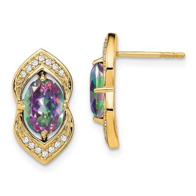 Mystic Fire Topaz Diamond Post Earrings 14k Gold EM7088-FT-014-YA, MPN: EM7088-FT-014-YA, 191101840…