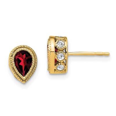 Pear Garnet Diamond Earrings 14k Gold EM7094-GA-032-YA, MPN: EM7094-GA-032-YA, 191101840708