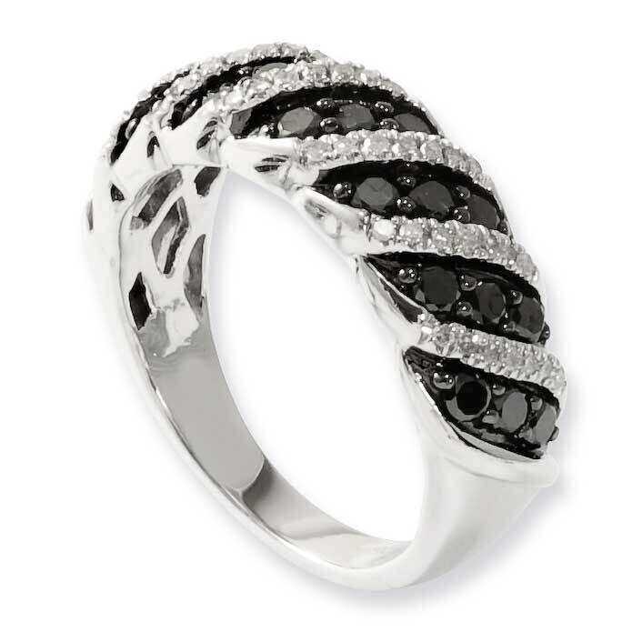 Black White Diamond Ring Sterling Silver QR3253, MPN: QR3253,