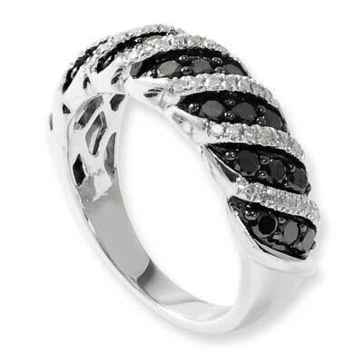 Black White Diamond Ring Sterling Silver QR3253, MPN: QR3253,