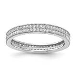 Cheryl M Brilliant-Cut CZ Two Row Eternity Ring Sterling Silver Rhodium-Plated QCM1581, MPN: QCM158…