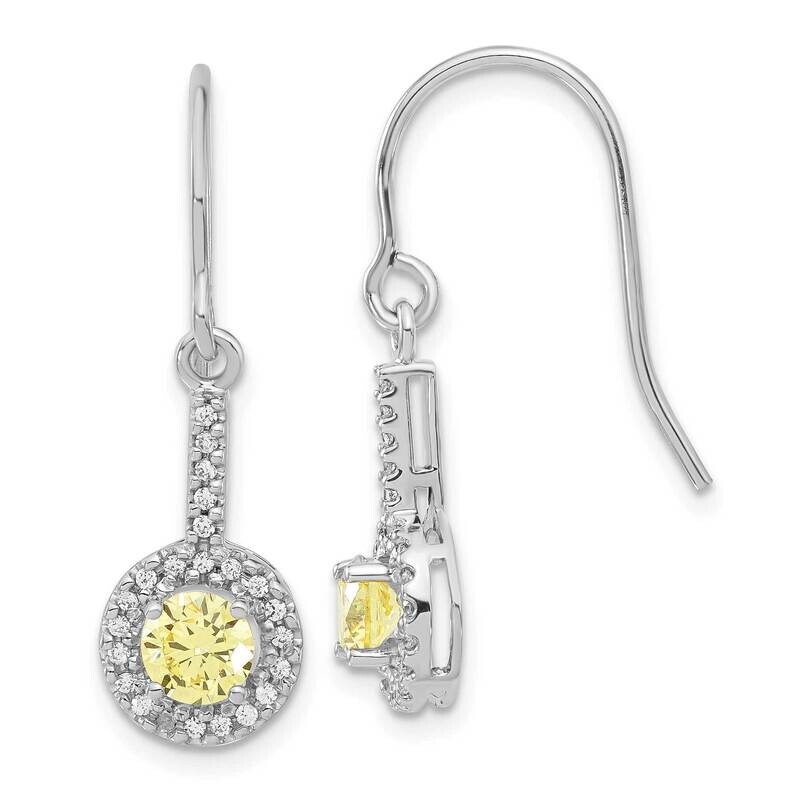 Diamonore YelloWhite Halo Dangle Earrings Sterling Silver Rhodium-Plated EXS1768_DAYWT-SSA