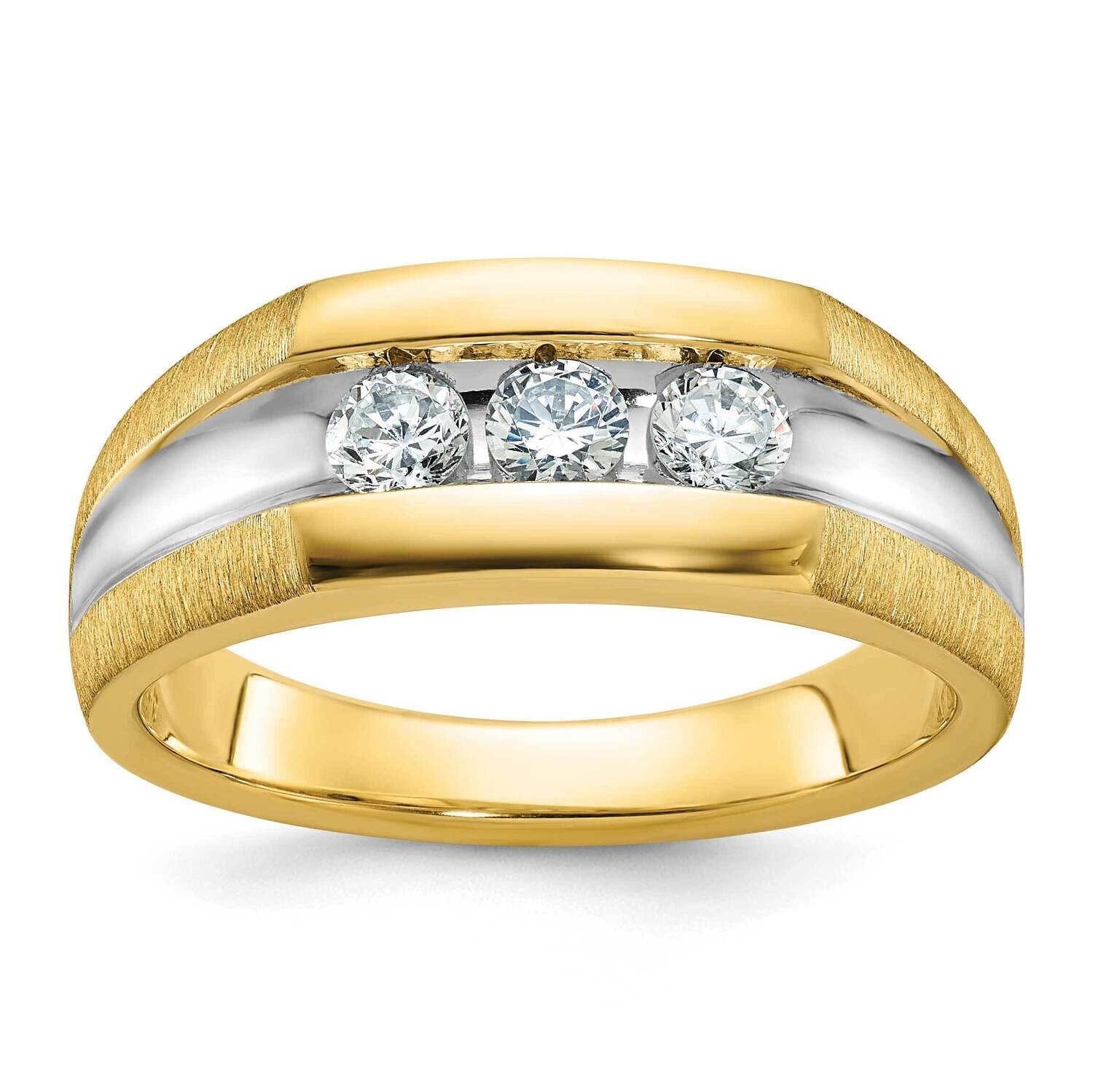Ibgoodman Men&#39;s Polished Satin Grooved 3-Stone Ring Mounting 14k Gold B63423-4Y by IBGoodman, MPN: …