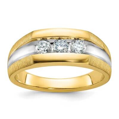 Ibgoodman Men&#39;s Polished Satin Grooved 3-Stone Ring Mounting 14k Gold B63423-4Y by IBGoodman, MPN: …