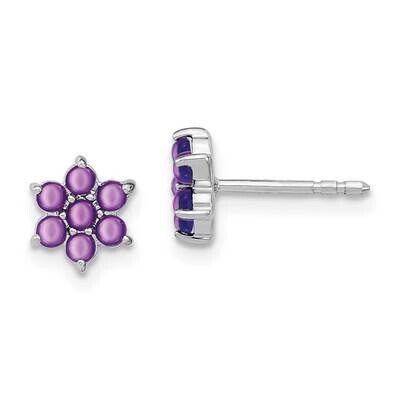 Amethyst Floral Post Earrings 14k White Gold EM7199-AM-W, MPN: EM7199-AM-W, 191101842283