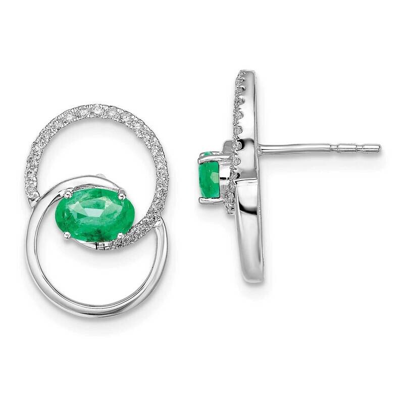 Double Circle Emerald/Diamond Post Earrings 14k White Gold EM6831-EM-015-WA, MPN: EM6831-EM-015-WA,…