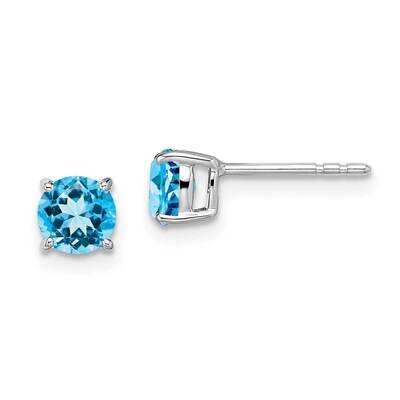 Round Blue Topaz Earrings 14k White Gold EM7097-BT-W, MPN: EM7097-BT-W, 191101840982