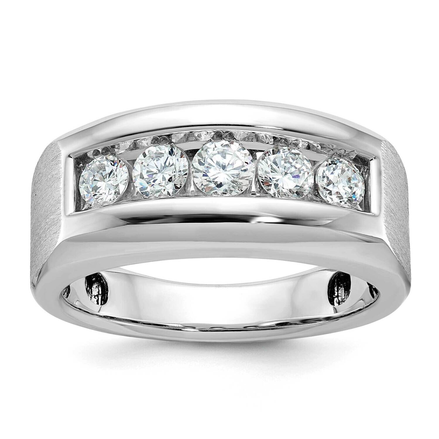 Ibgoodman Men&#39;s Polished Satin 5-Stone Ring Mounting 14k White Gold B64008-4W by IBGoodman, MPN: B6…