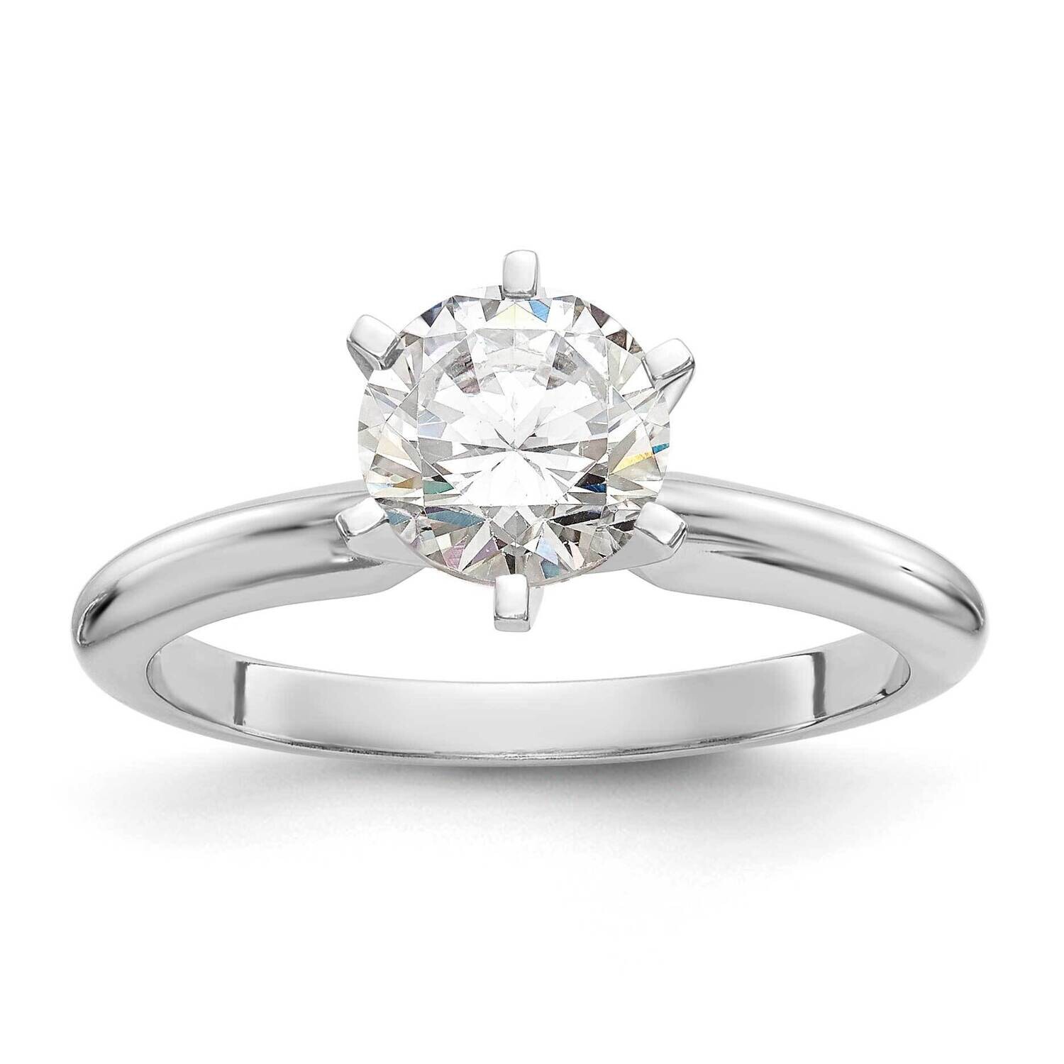 1.5 Carat Heavy-Weight Half-Round 6-Prong Round Solitaire Ring Mounting 14k White Gold KS46