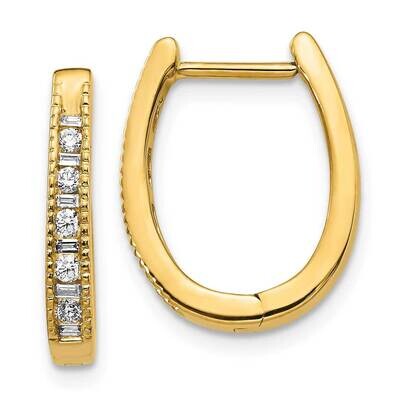 Diamond Oval Hinged Hoop Earrings 10k Gold EM5368-025-1YA, MPN: EM5368-025-1YA,