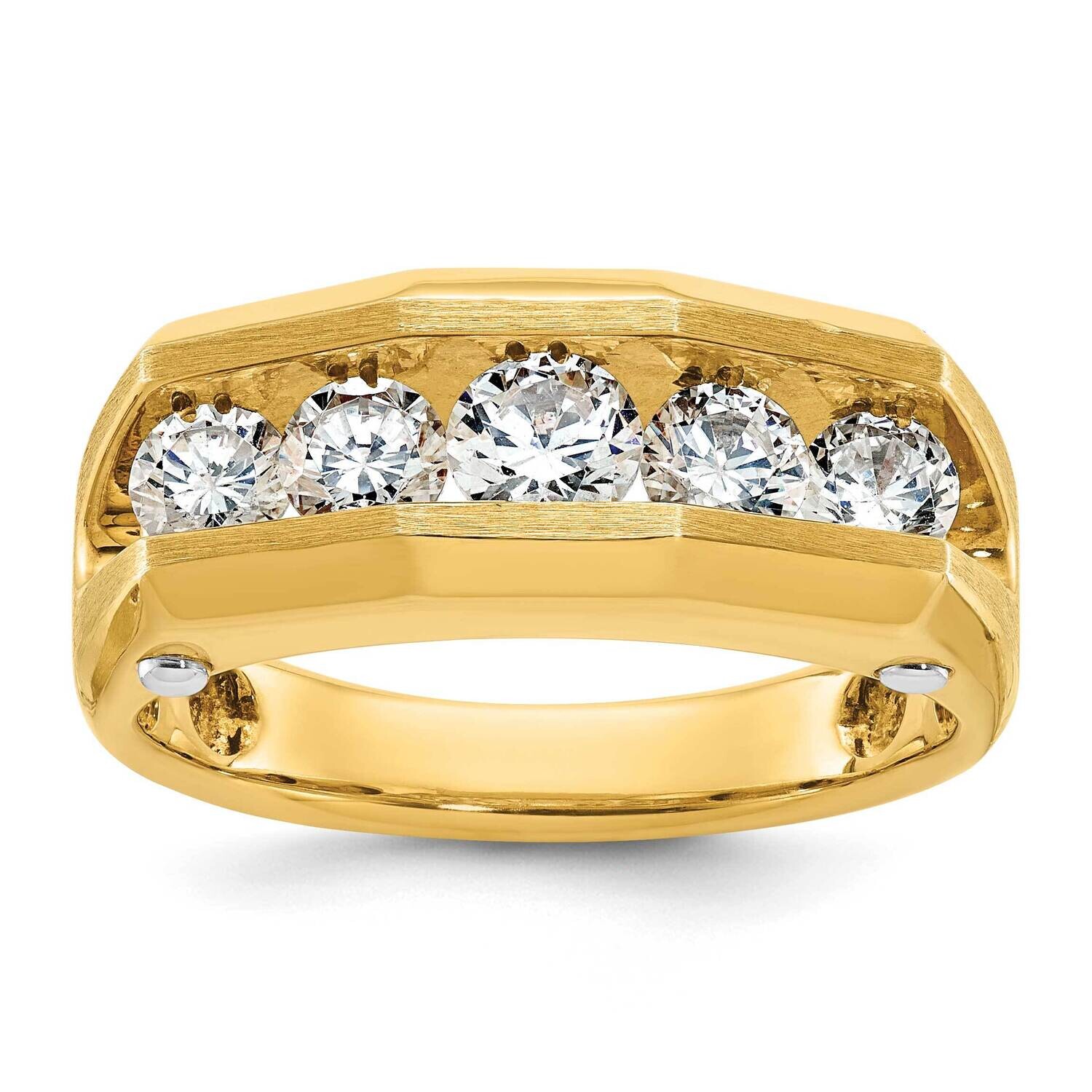 Ibgoodman Men&#39;s Polished Satin 5-Stone Ring Mounting 14k Two-Tone Gold B63691-4YW by IBGoodman, MPN…