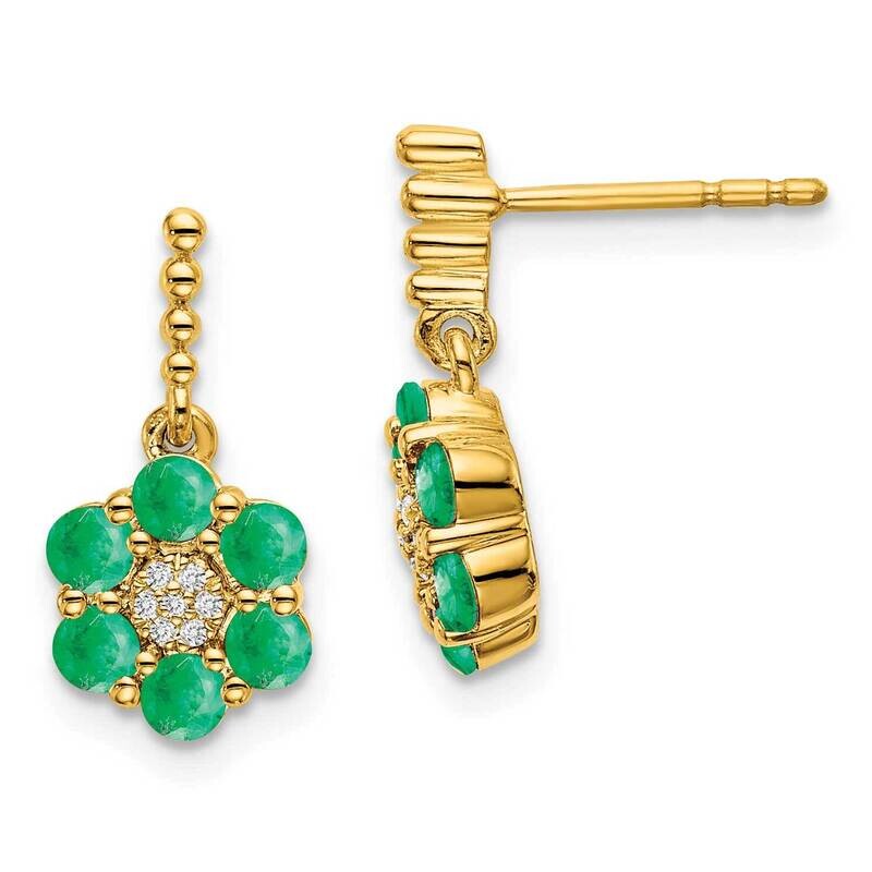 Emerald Diamond Earrings 14k Gold EM7191-EM-005-YA