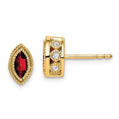 Marquise Garnet Diamond Earrings 14k Gold EM7095-GA-014-YA, MPN: EM7095-GA-014-YA, 191101840845