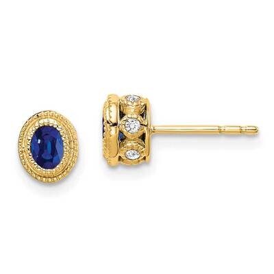 Sapphire Diamond Earrings 14k Gold EM7093-SA-012-YA, MPN: EM7093-SA-012-YA, 191101840609
