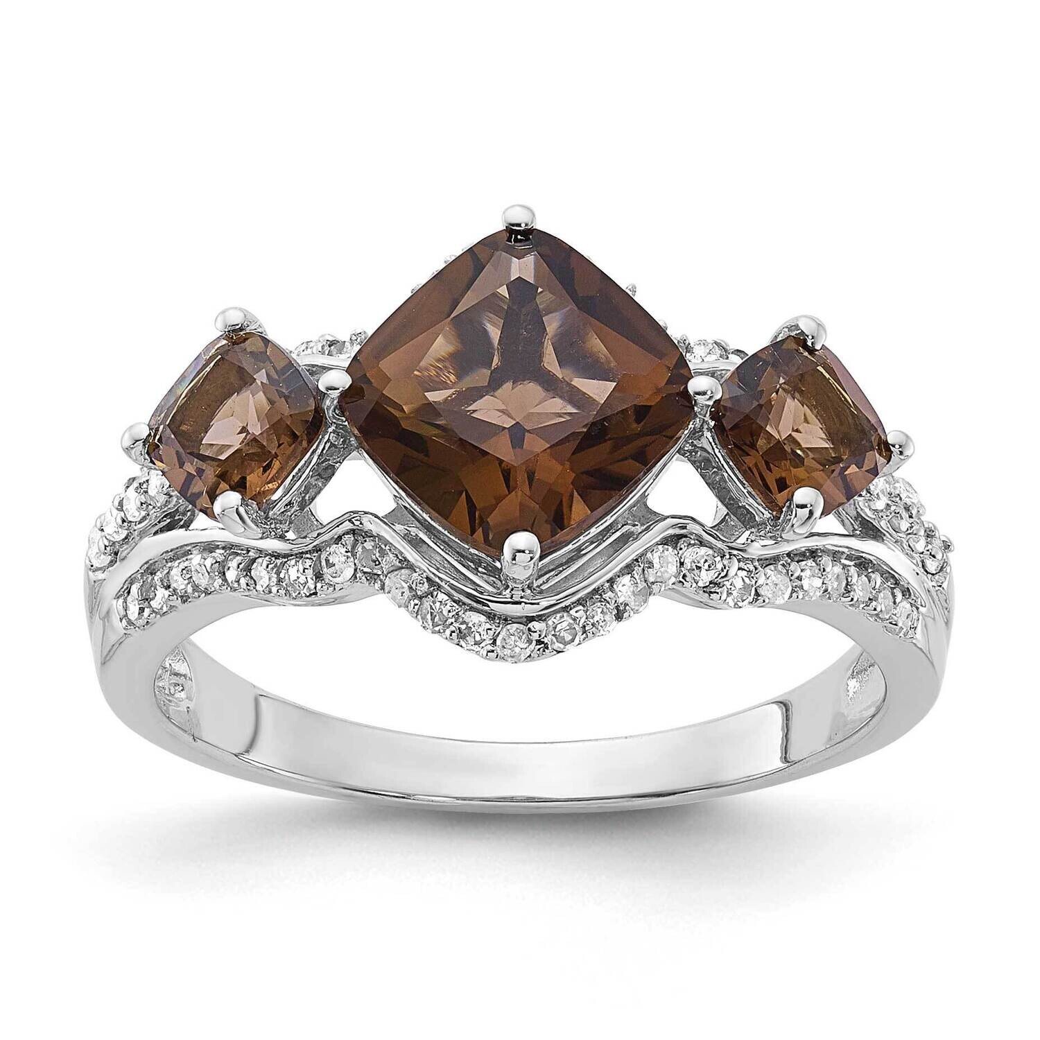 Diamond &amp; Smoky Quartz Ring Sterling Silver QR3067SQ, MPN: QR3067SQ,