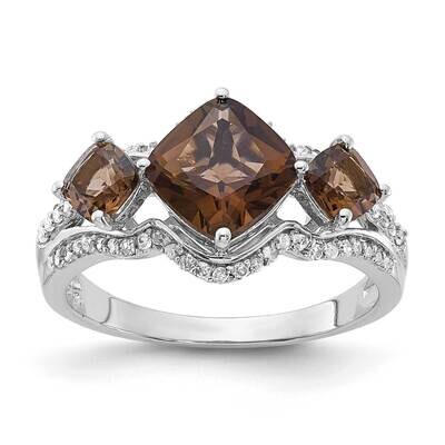 Diamond &amp; Smoky Quartz Ring Sterling Silver QR3067SQ, MPN: QR3067SQ,