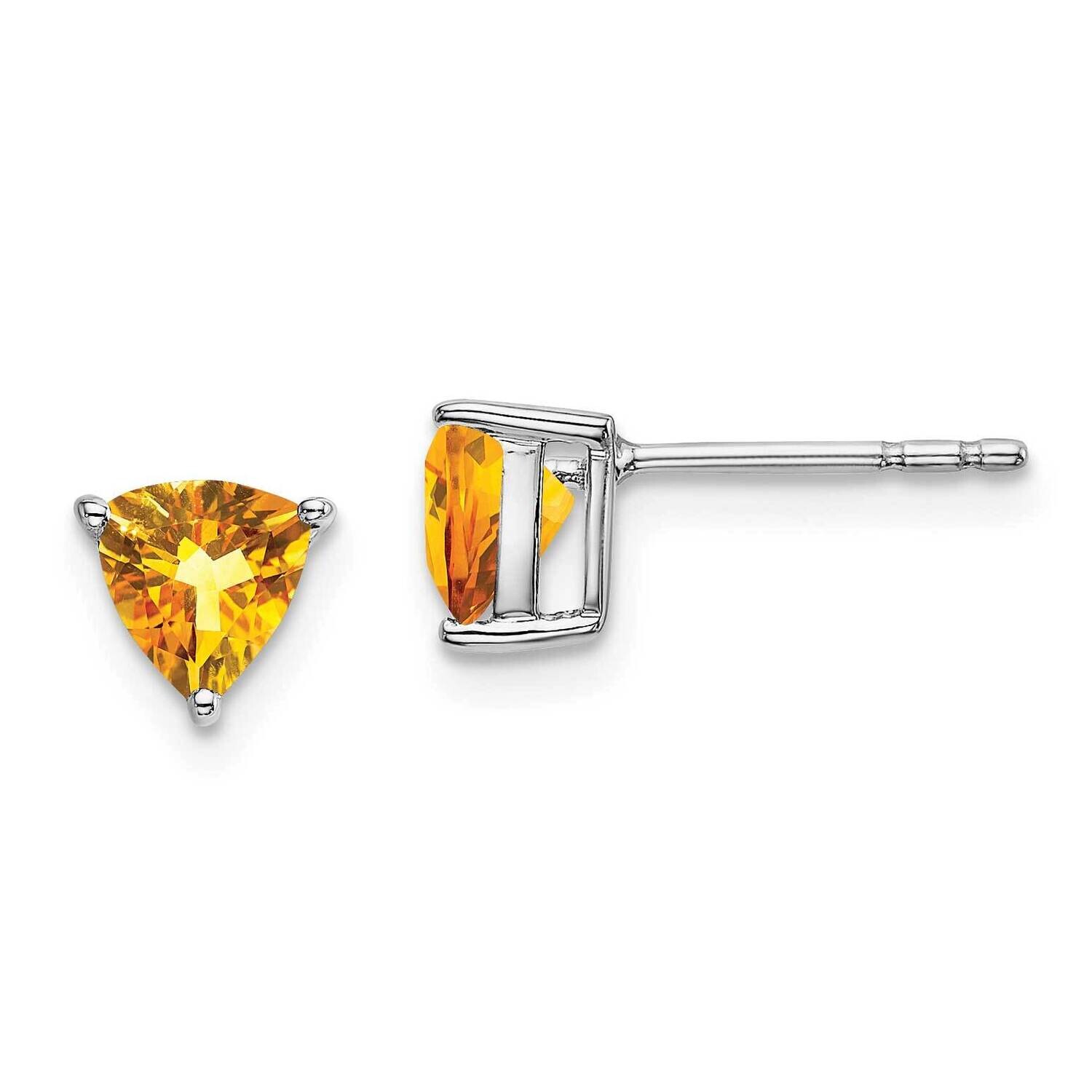 Trillion Citrine Earrings 14k White Gold EM7100-CI-W, MPN: EM7100-CI-W, 191101841187