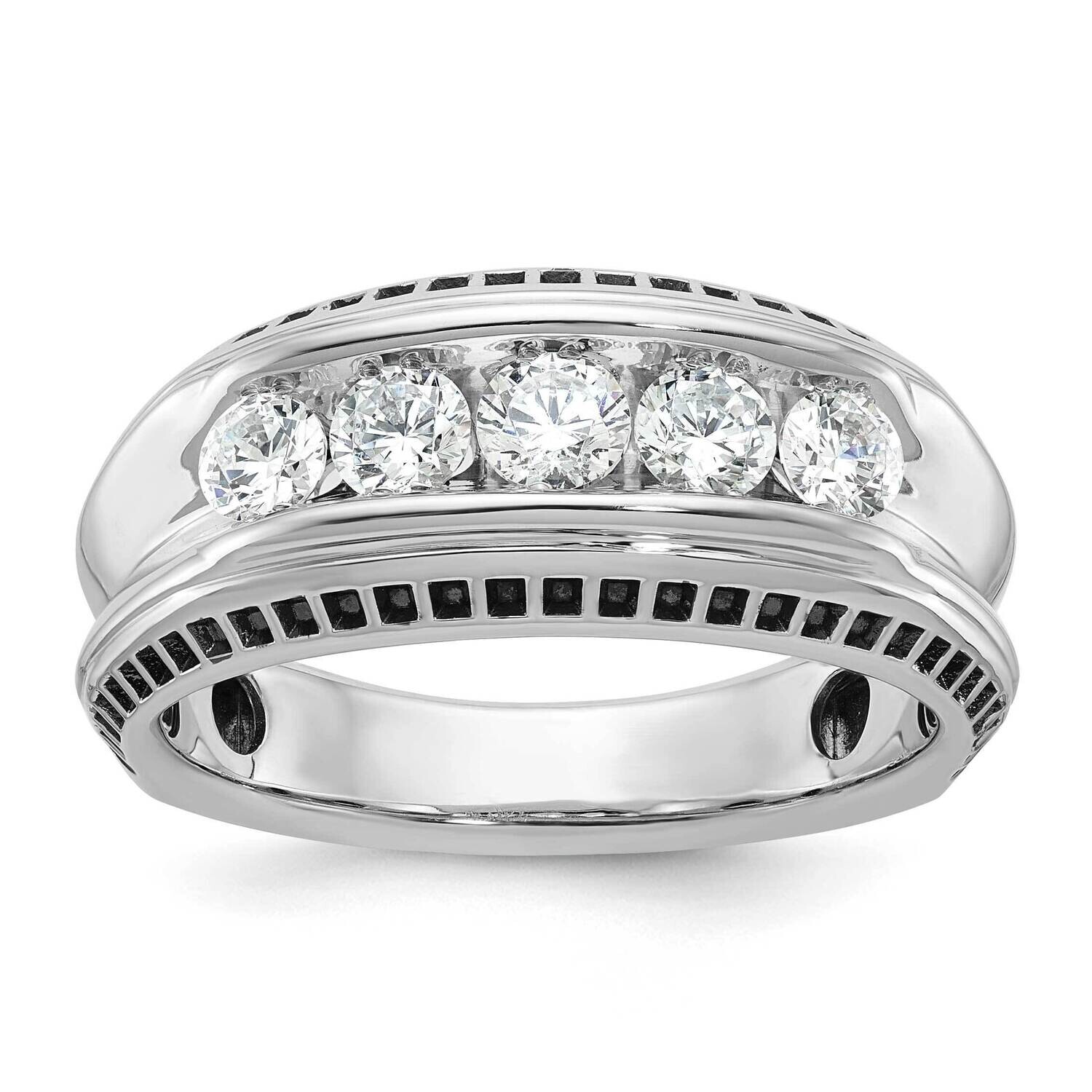 Ibgoodman Men&#39;s Polished Textured 5-Stone Ring Mounting 14k White Gold B64107-4W by IBGoodman, MPN:…