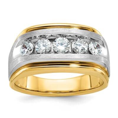 Ibgoodman Men&#39;s Polished Satin Grooved 5-Stone Ring Mounting 10k Two-Tone Gold B63946-0YW by IBGood…