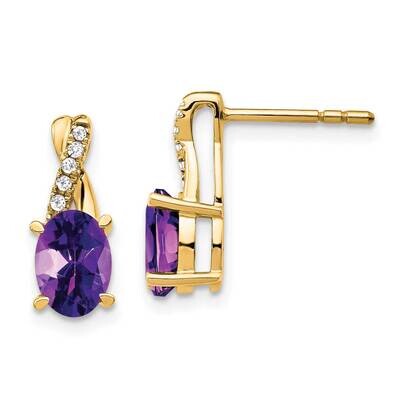 Amethyst Diamond Earrings 10k Gold EM4235-AM-006-1YA, MPN: EM4235-AM-006-1YA, 191101567445