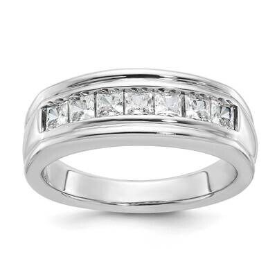 Ibgoodman Men&#39;s Polished Grooved Square 7-Stone Ring Mounting 14k White Gold B64180-4W by IBGoodman…