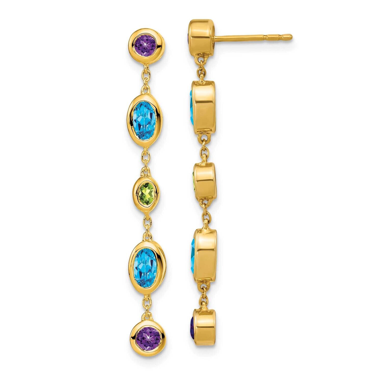 Amethyst/Blue Topaz/Peridot Dangle Earrings 14k Gold EM7133-AM_BT_PE-Y, MPN: EM7133-AM_BT_PE-Y, 883…