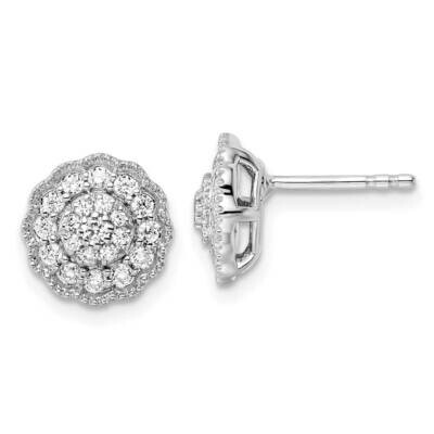 Diamond Halo Post Earrings 14k White Gold EM9660-050-WAA, MPN: EM9660-050-WAA, 883957880631