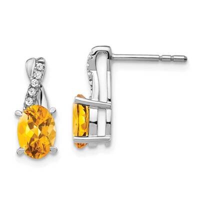 Citrine Diamond Earrings 14k White Gold EM4235-CI-006-WA, MPN: EM4235-CI-006-WA, 191101839061