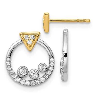 Diamond Circle Jacket Triangle Post Earrings 14k Two-Tone Gold EM9645-025-WYAA, MPN: EM9645-025-WYA…