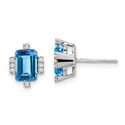 Emerald-Shape Blue Topaz Diamond Earrings 14k White Gold EM7106-BT-008-WA, MPN: EM7106-BT-008-WA, 1…