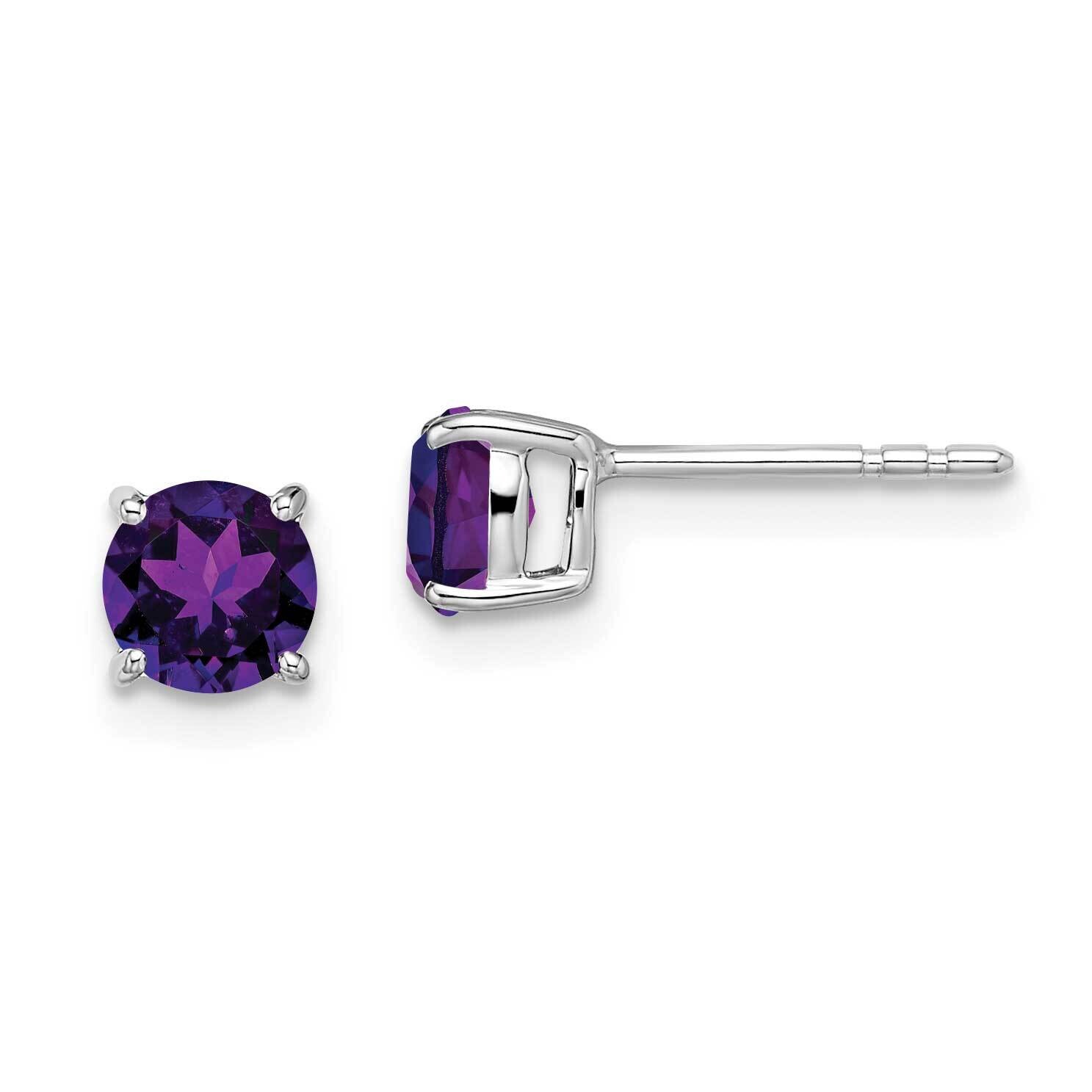 Round Amethyst Earrings 14k White Gold EM7097-AM-W, MPN: EM7097-AM-W, 191101840975