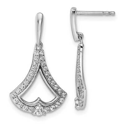 Diamond Post Dangle Earrings 14k White Gold EM9941-050-WA, MPN: EM9941-050-WA,