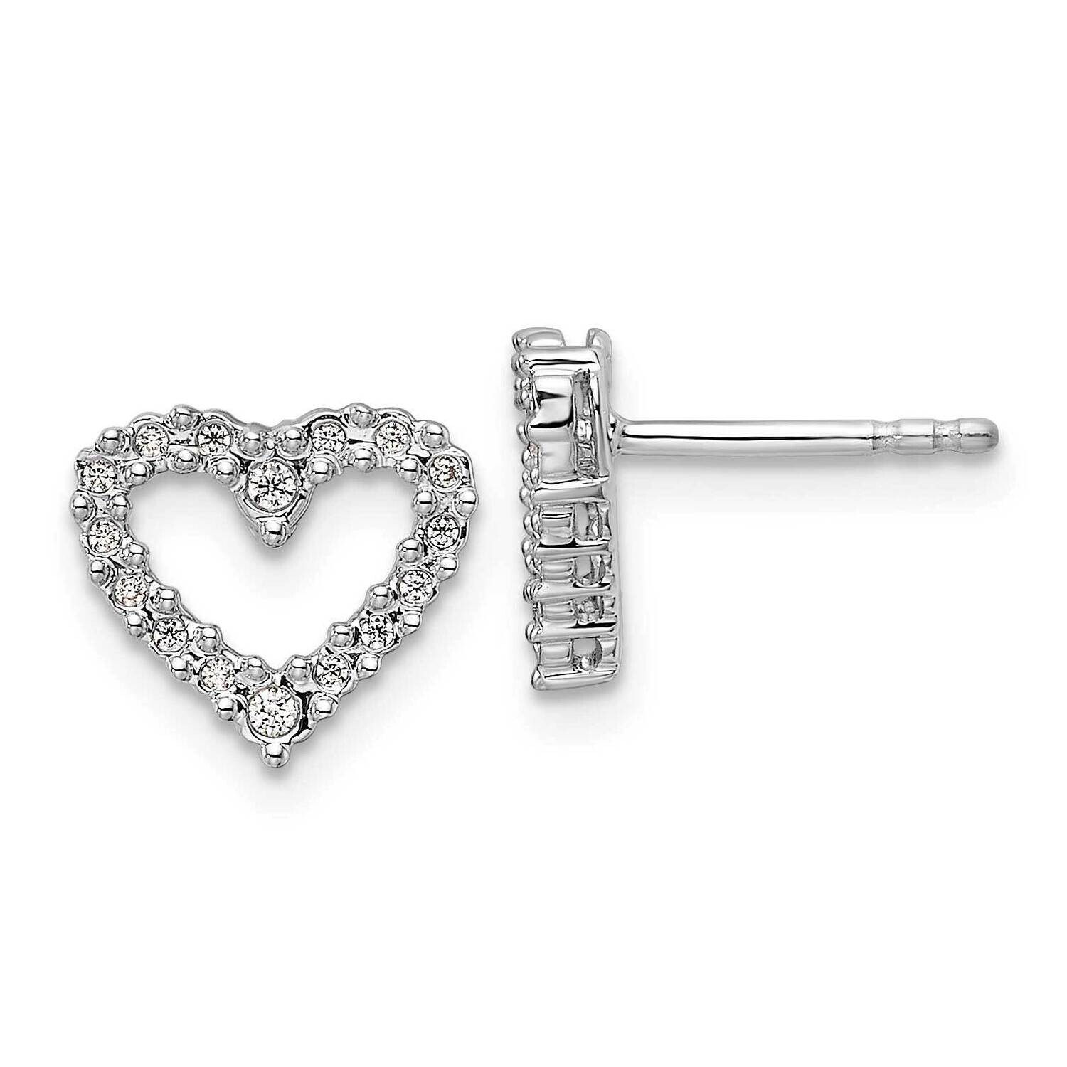 Diamond Heart Earrings 14k White Gold EM5529-010-WA, MPN: EM5529-010-WA,