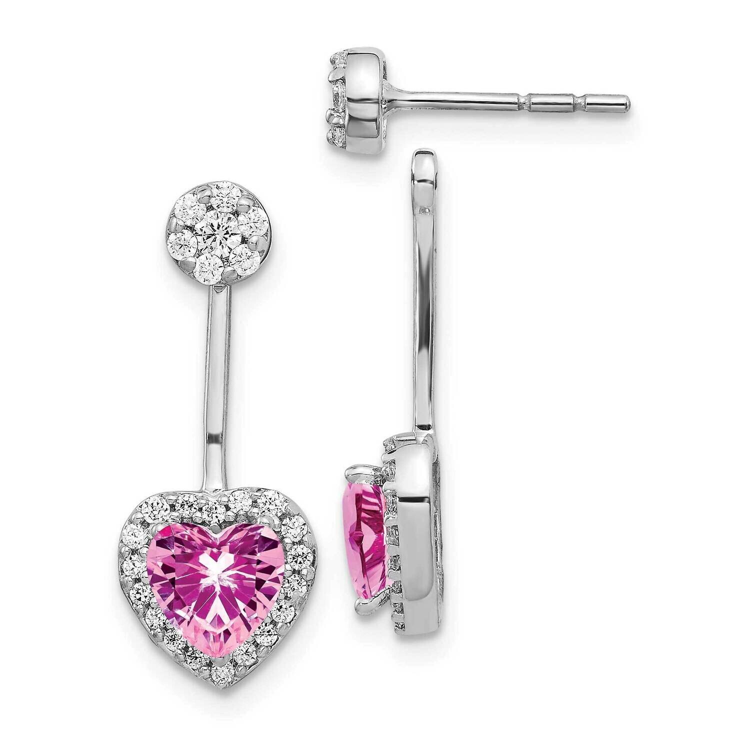 Diamond & Created Pink Sapphire Earrings 14k White Gold EM4198-CPS-038-WA